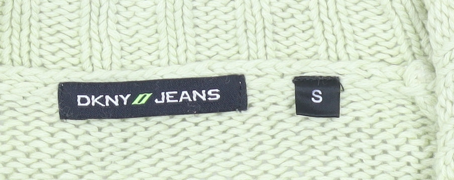 DKNY Jeans Womens Green Small Full Zip Knit Jumper Linen Cotton