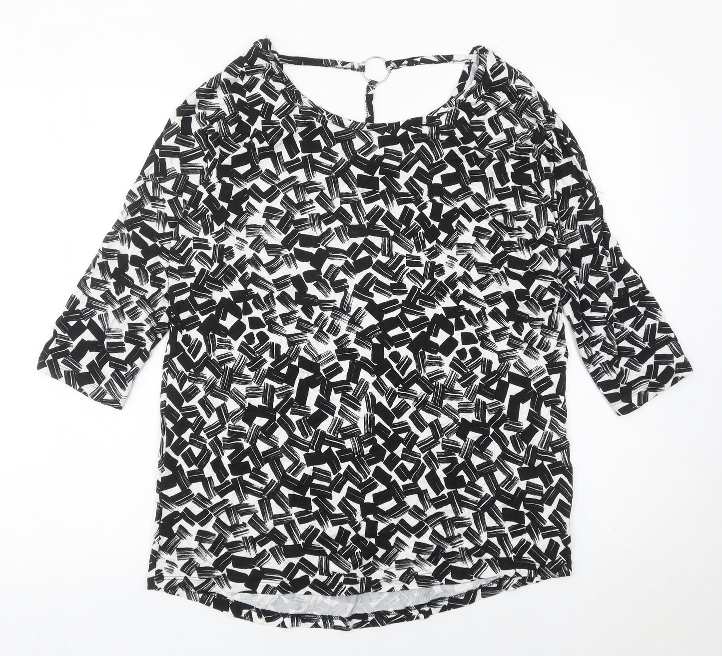Peacocks Women’s Black Geometric Tunic Blouse Size 14