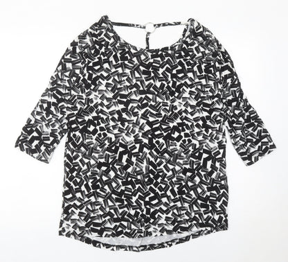 Peacocks Women’s Black Geometric Tunic Blouse Size 14