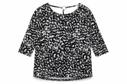 Peacocks Women’s Black Geometric Tunic Blouse Size 14