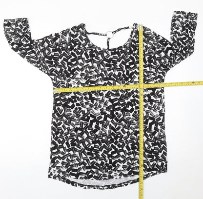 Peacocks Women’s Black Geometric Tunic Blouse Size 14