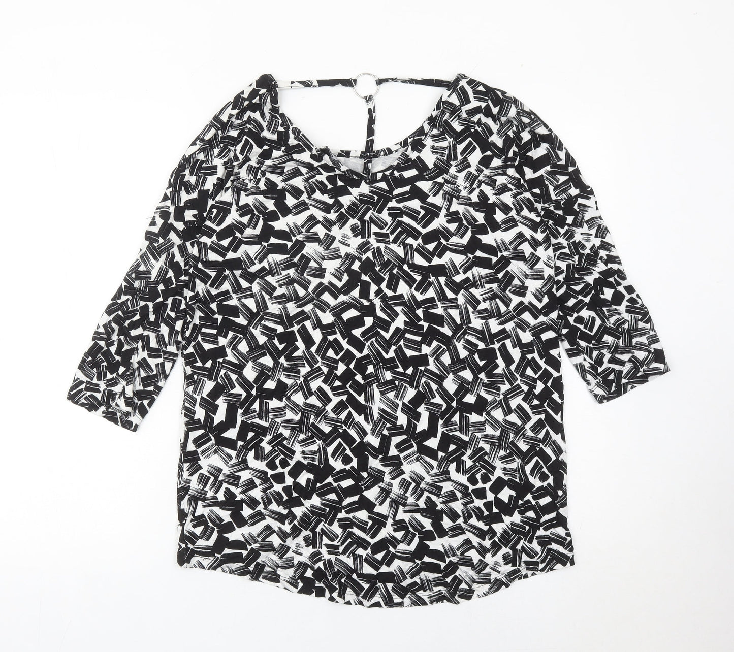 Peacocks Women’s Black Geometric Tunic Blouse Size 14