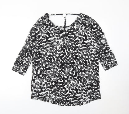 Peacocks Women’s Black Geometric Tunic Blouse Size 14