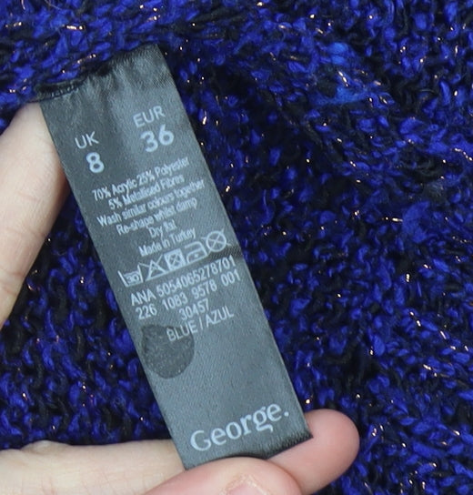 George Womens Blue Chunky Knit Pullover Jumper Size 8