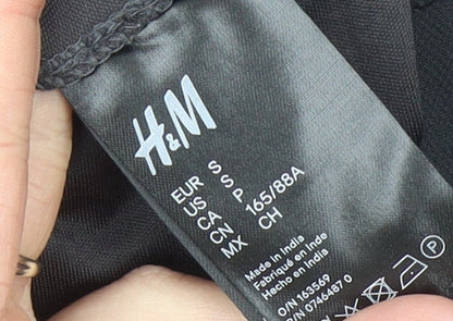 H&M Women’s Black Embroidered Shift Dress Size 8 Long Sleeve