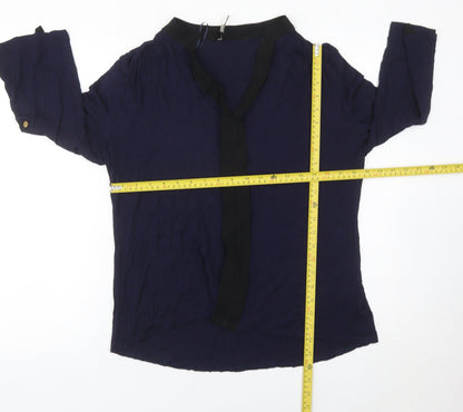 En Garde Womens Blue Size 14 Tunic Blouse 3/4 Sleeve V-Neck
