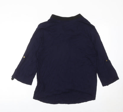 En Garde Womens Blue Size 14 Tunic Blouse 3/4 Sleeve V-Neck