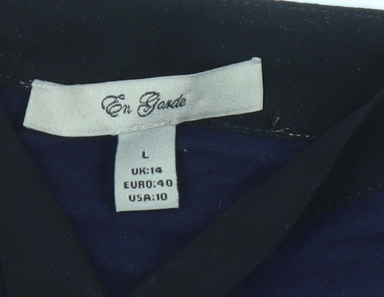 En Garde Womens Blue Size 14 Tunic Blouse 3/4 Sleeve V-Neck