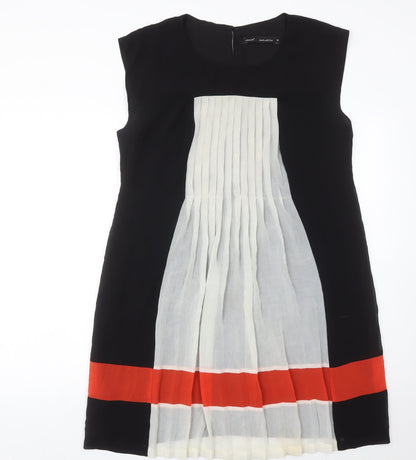 Next Women’s Black White Red Shift Dress Size 14 Sleeveless Knee Length