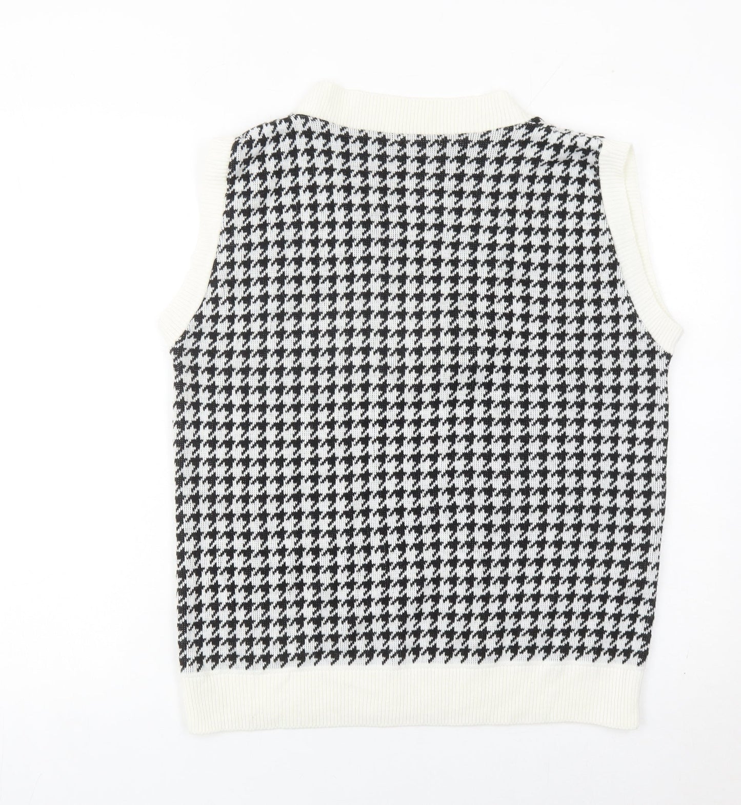 Nasty Gal Womens Black White Houndstooth Knit Sleeveless Vest M