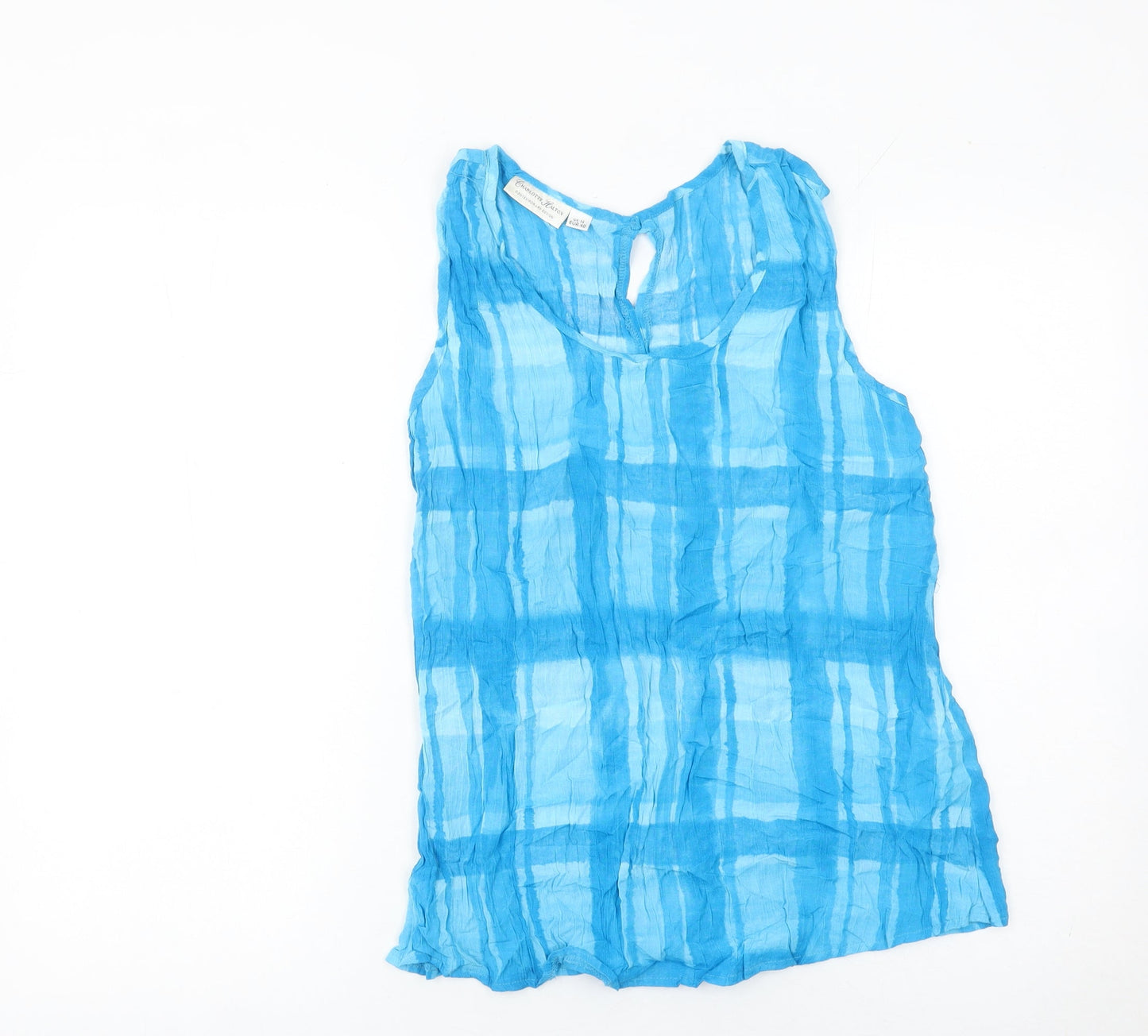 Charlotte Halton Women’s Blue Sleeveless Tunic Blouse UK 14 Viscose