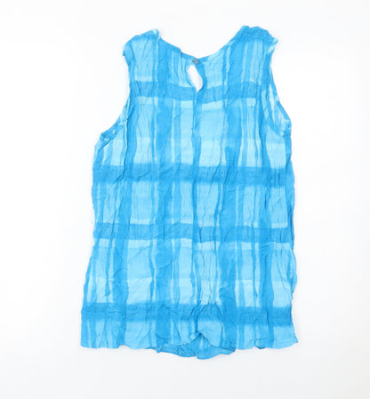 Charlotte Halton Women’s Blue Sleeveless Tunic Blouse UK 14 Viscose