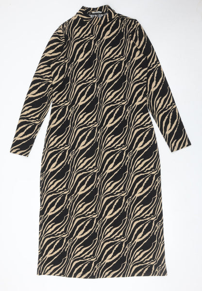 George Women’s Black Beige Animal Print Sheath Dress Size 12