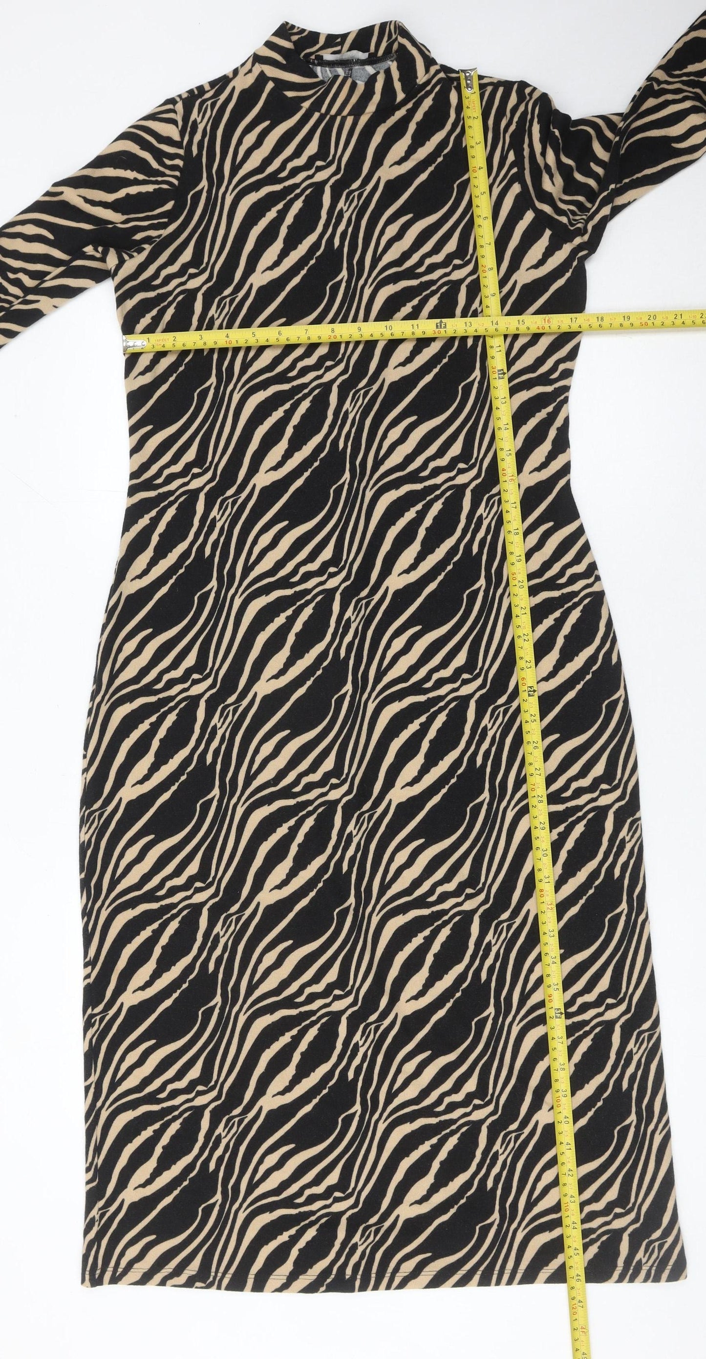George Women’s Black Beige Animal Print Sheath Dress Size 12