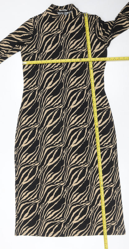 George Women’s Black Beige Animal Print Sheath Dress Size 12