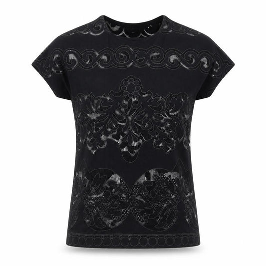 New Look Women’s Black Floral Lace T-Shirt Size 8 Short Sleeve
