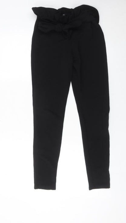 Missguided Women’s Black Size 8 Paperbag Trousers High Waisted Belted