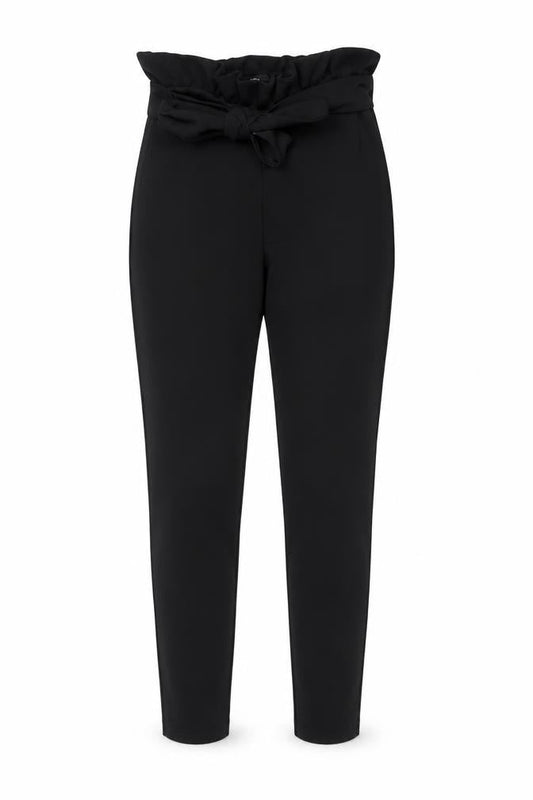 Missguided Women’s Black Size 8 Paperbag Trousers High Waisted Belted