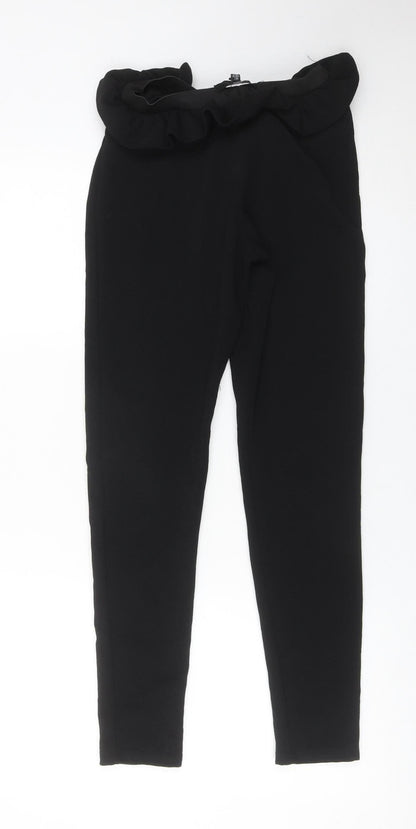 Missguided Women’s Black Size 8 Paperbag Trousers High Waisted Belted
