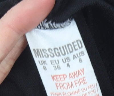 Missguided Women’s Black Size 8 Paperbag Trousers High Waisted Belted