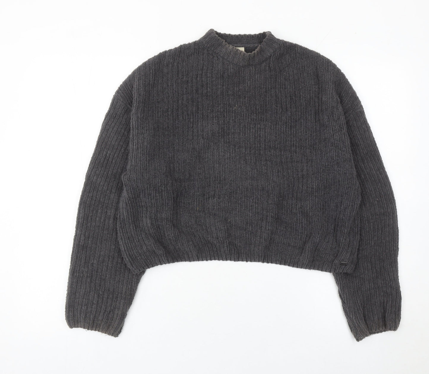 Pull&Bear Women’s Grey Mock Neck Knit Jumper Size 12