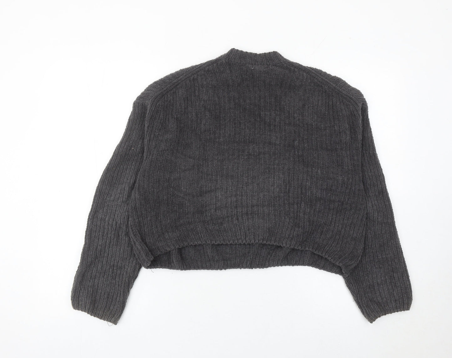 Pull&Bear Women’s Grey Mock Neck Knit Jumper Size 12