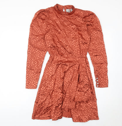 ASOS Women’s Brown Animal Print Short Puff Sleeve Dress Size 4