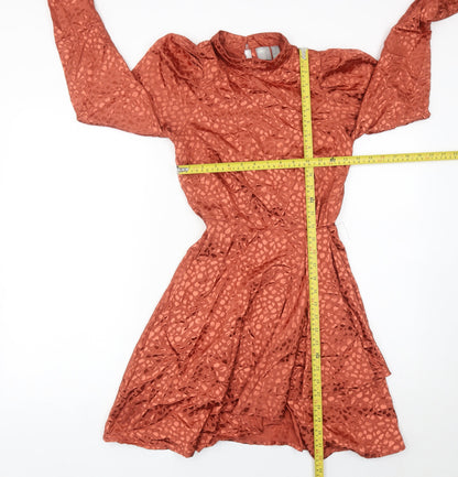 ASOS Women’s Brown Animal Print Short Puff Sleeve Dress Size 4