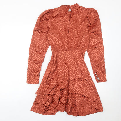 ASOS Women’s Brown Animal Print Short Puff Sleeve Dress Size 4