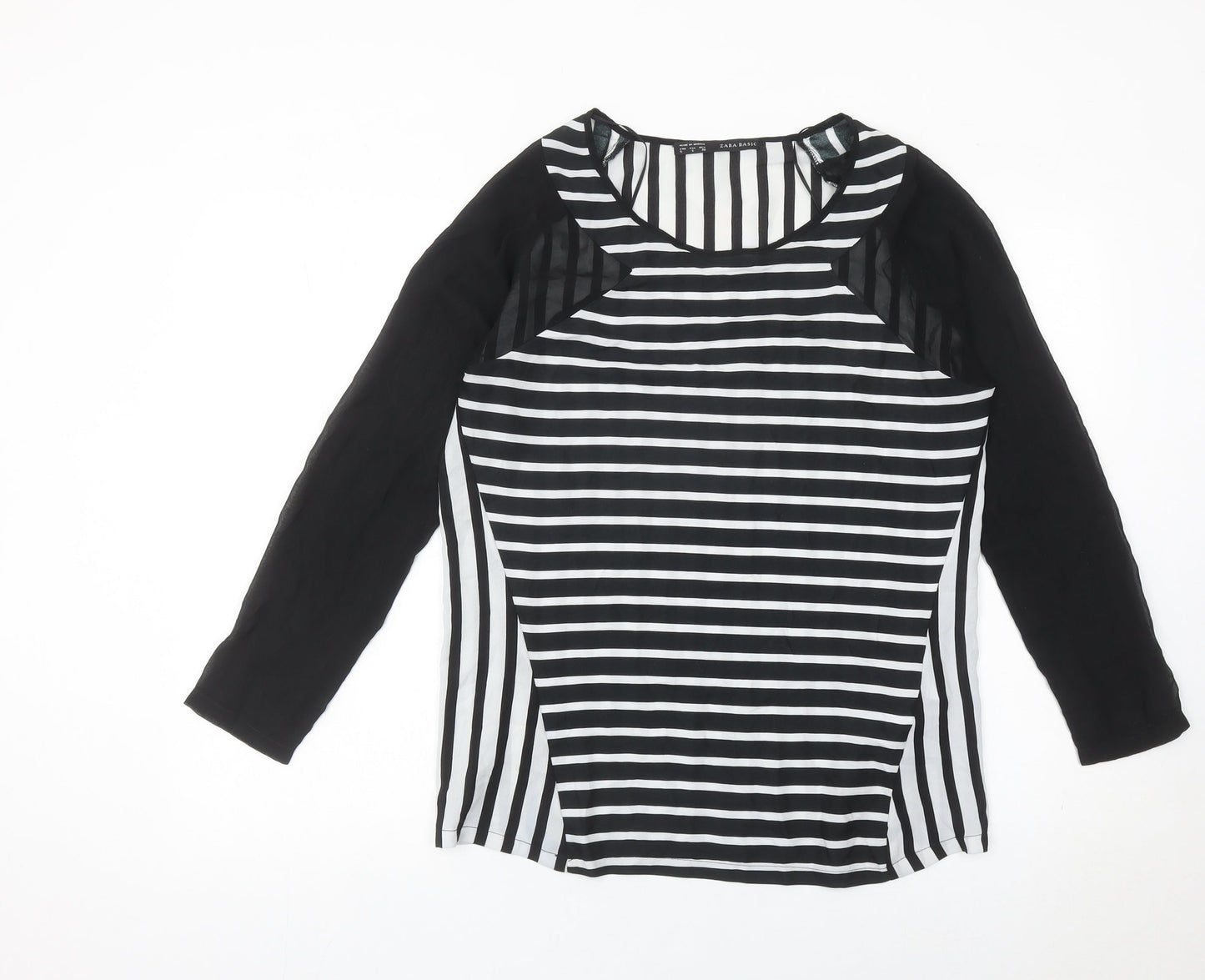 Zara Basic Women’s Black Striped Blouse Size 8 Long Sleeve