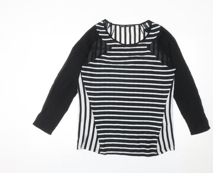 Zara Basic Women’s Black Striped Blouse Size 8 Long Sleeve
