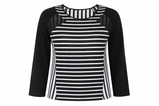Zara Basic Women’s Black Striped Blouse Size 8 Long Sleeve