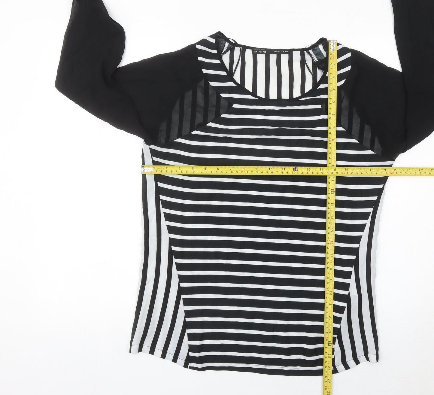 Zara Basic Women’s Black Striped Blouse Size 8 Long Sleeve