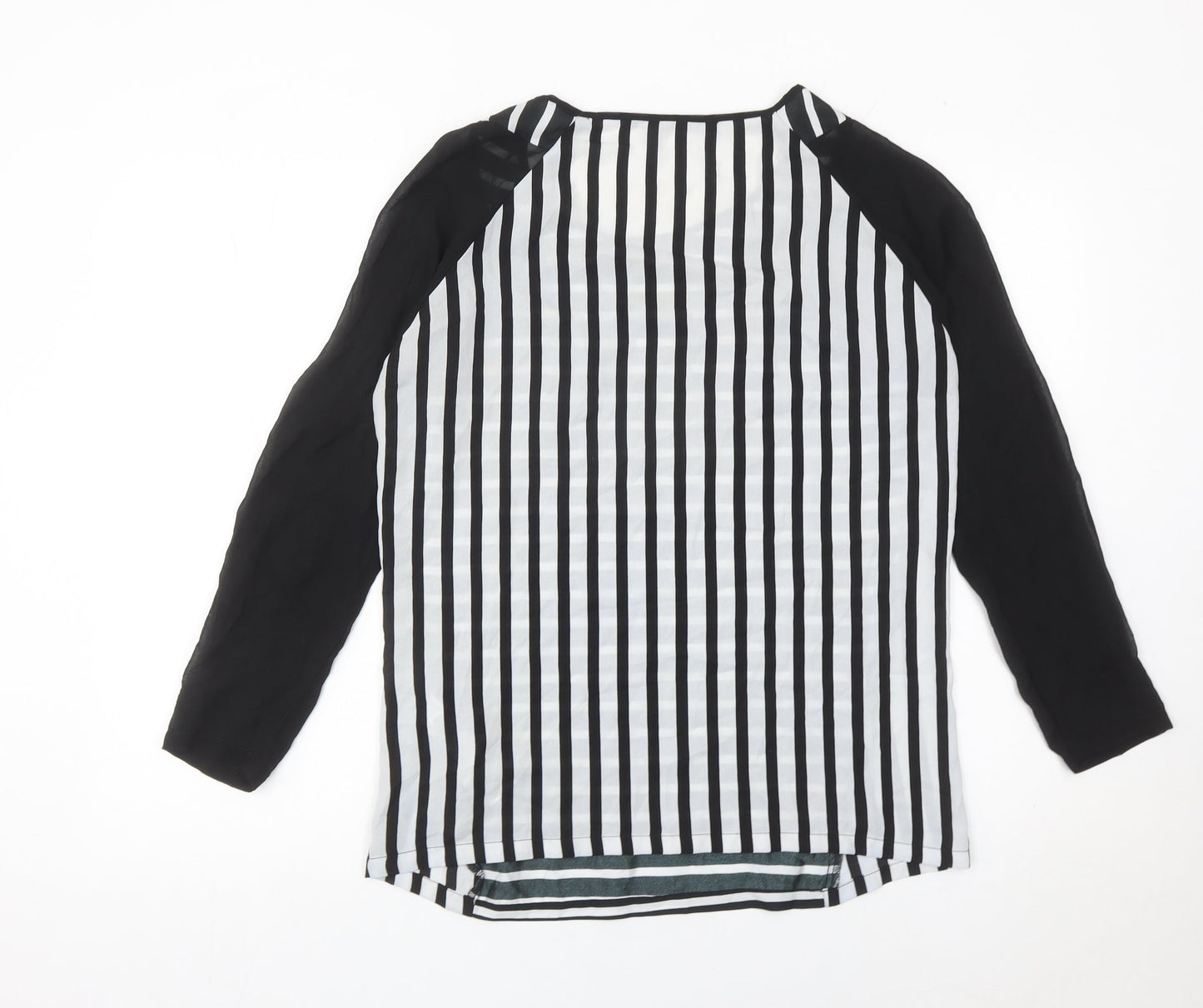 Zara Basic Women’s Black Striped Blouse Size 8 Long Sleeve