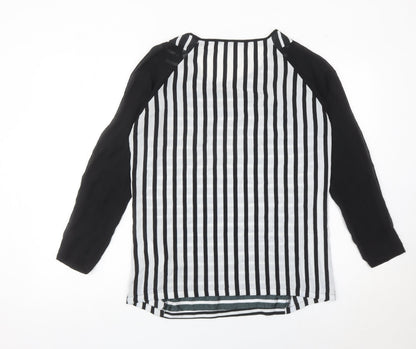 Zara Basic Women’s Black Striped Blouse Size 8 Long Sleeve