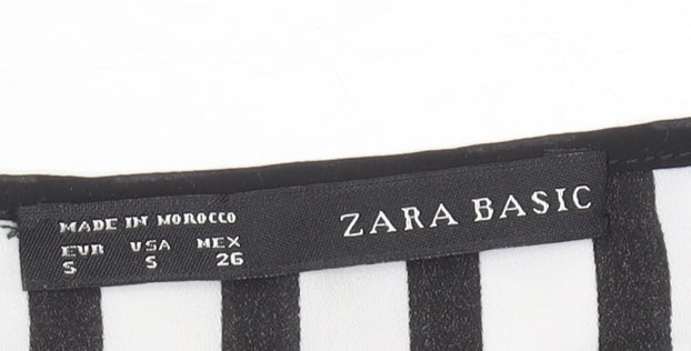 Zara Basic Women’s Black Striped Blouse Size 8 Long Sleeve