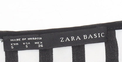 Zara Basic Women’s Black Striped Blouse Size 8 Long Sleeve
