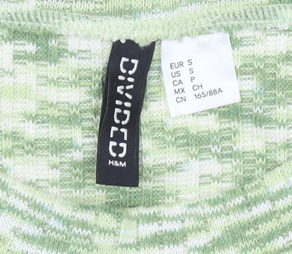 H&M Divided Women’s Green Cropped T-Shirt Size S Slim Fit