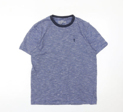 Next Men's Blue Striped Crew Neck Cotton T-Shirt Size S Regular Fit