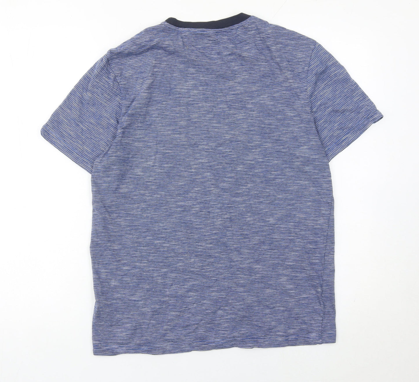 Next Men's Blue Striped Crew Neck Cotton T-Shirt Size S Regular Fit