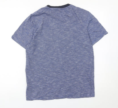 Next Men's Blue Striped Crew Neck Cotton T-Shirt Size S Regular Fit