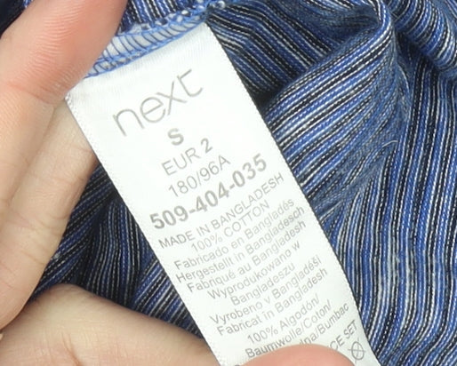 Next Men's Blue Striped Crew Neck Cotton T-Shirt Size S Regular Fit