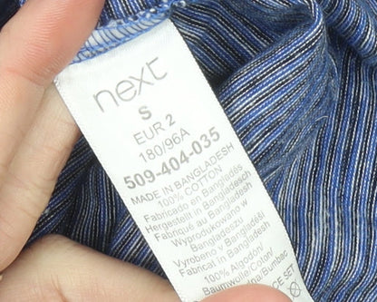 Next Men's Blue Striped Crew Neck Cotton T-Shirt Size S Regular Fit