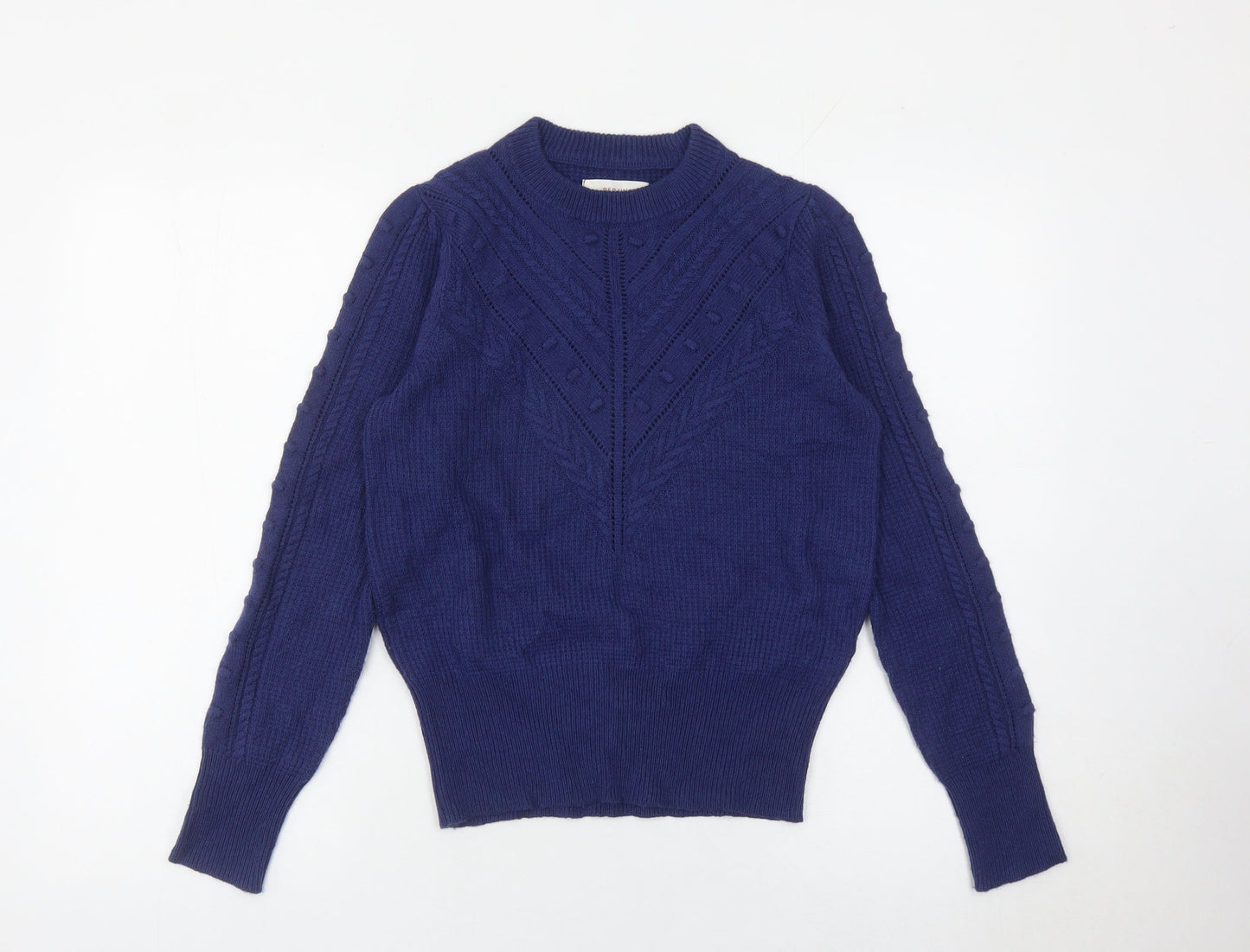 Marks and Spencer Women’s Blue Size 8 Cable-Knit Jumper