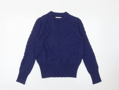 Marks and Spencer Women’s Blue Size 8 Cable-Knit Jumper