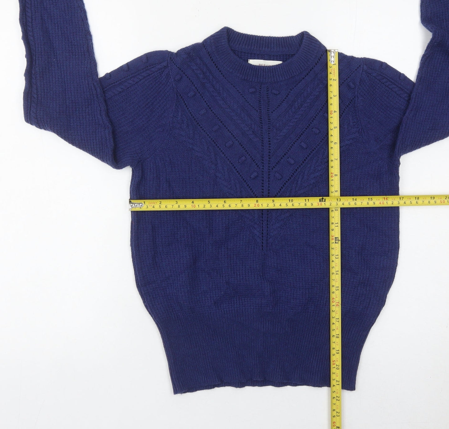 Marks and Spencer Women’s Blue Size 8 Cable-Knit Jumper