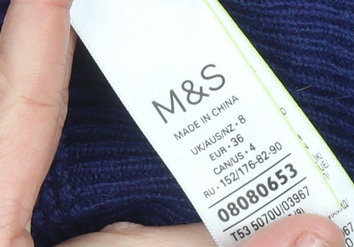 Marks and Spencer Women’s Blue Size 8 Cable-Knit Jumper