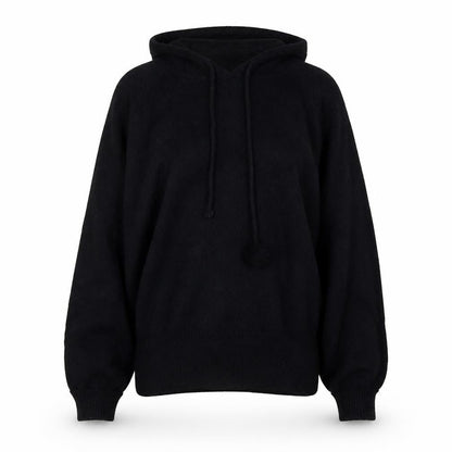 TRF Women’s Black Hooded Pullover Knit Jumper L Long Sleeve