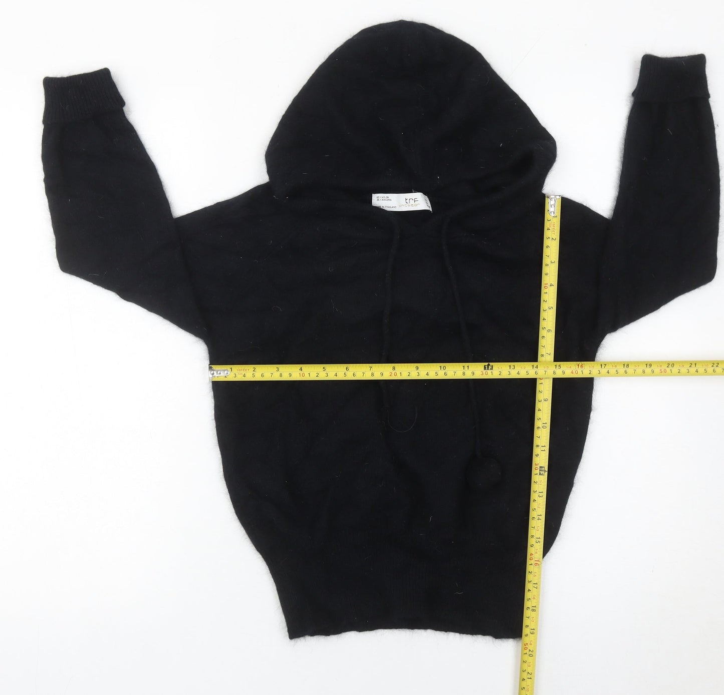 TRF Women’s Black Hooded Pullover Knit Jumper L Long Sleeve