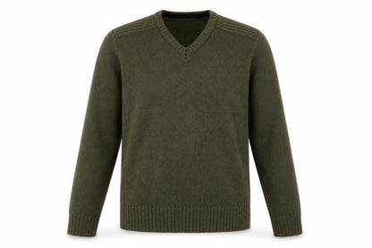 Fabric8 Men's Green V-Neck Knit Pullover Jumper Size M